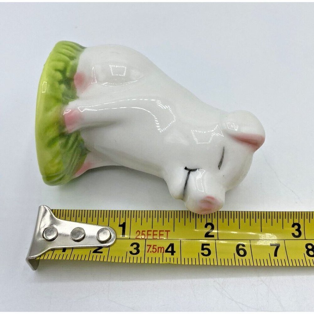 Ceramic Pig Piglet Salt Shaker Figurine Farmhouse White Green Pink Farm Animal - Picture 10 of 11
